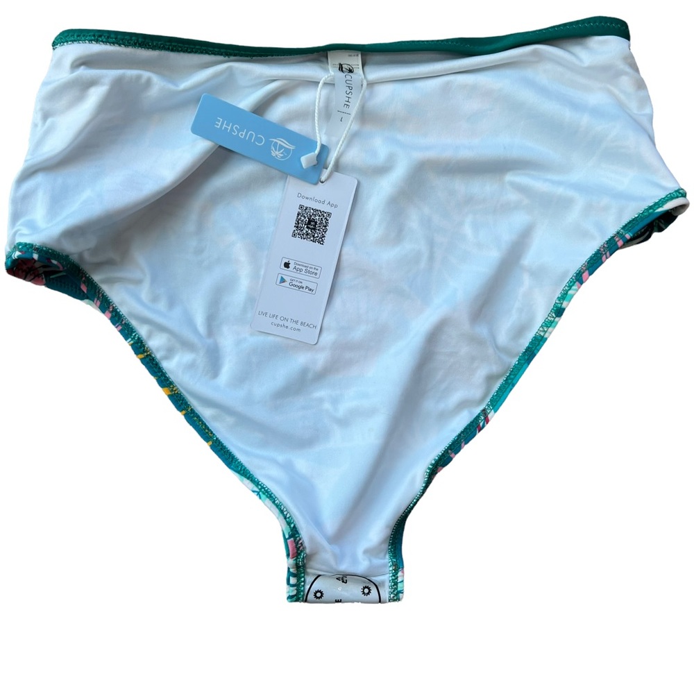 Cupshe Bikini Bottom Size L Tropical Floral Green - Picture 4 of 5